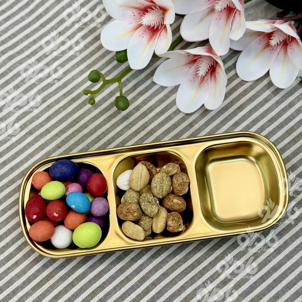 اردوخوری استیل طلایی 3خانه مربع بیسیک