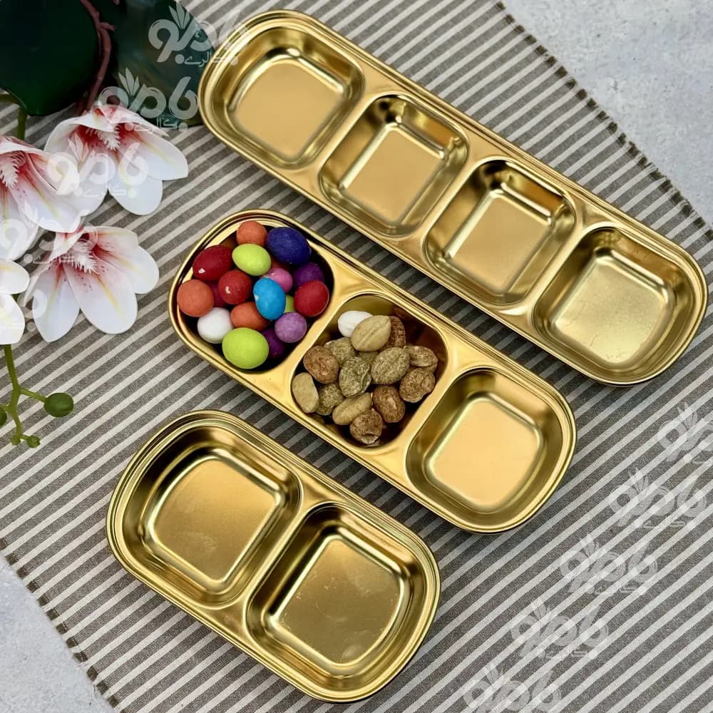 اردوخوری استیل طلایی2خانه مربع بیسیک — تصویر ۴