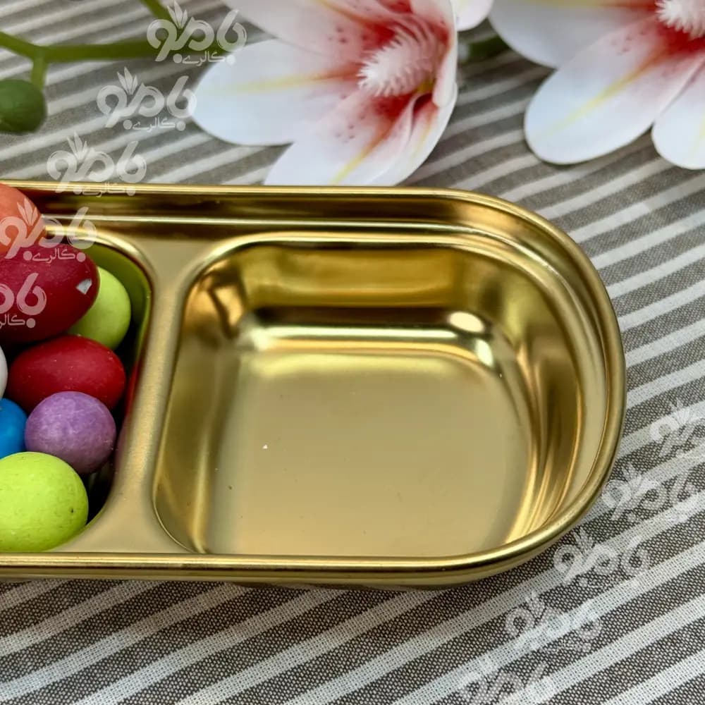اردوخوری استیل طلایی2خانه مربع بیسیک — تصویر ۳