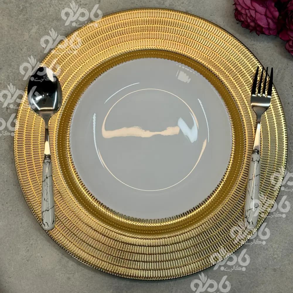 زیر بشقابی وارداتی گرد خط ریز طلایی 461 — تصویر ۳