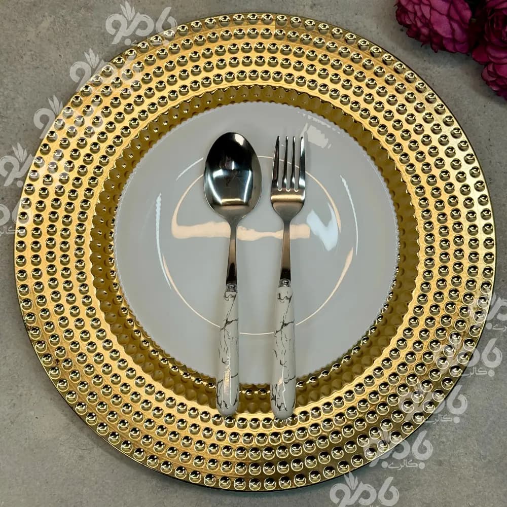 زیر بشقابی وارداتی گرد توپی طلایی 459 — تصویر ۳