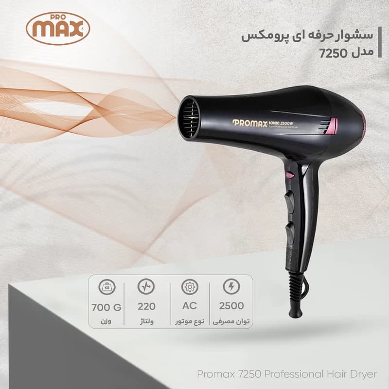 سشوار حرفه ای آیونیک پرومکس مدل 7250 — تصویر ۴