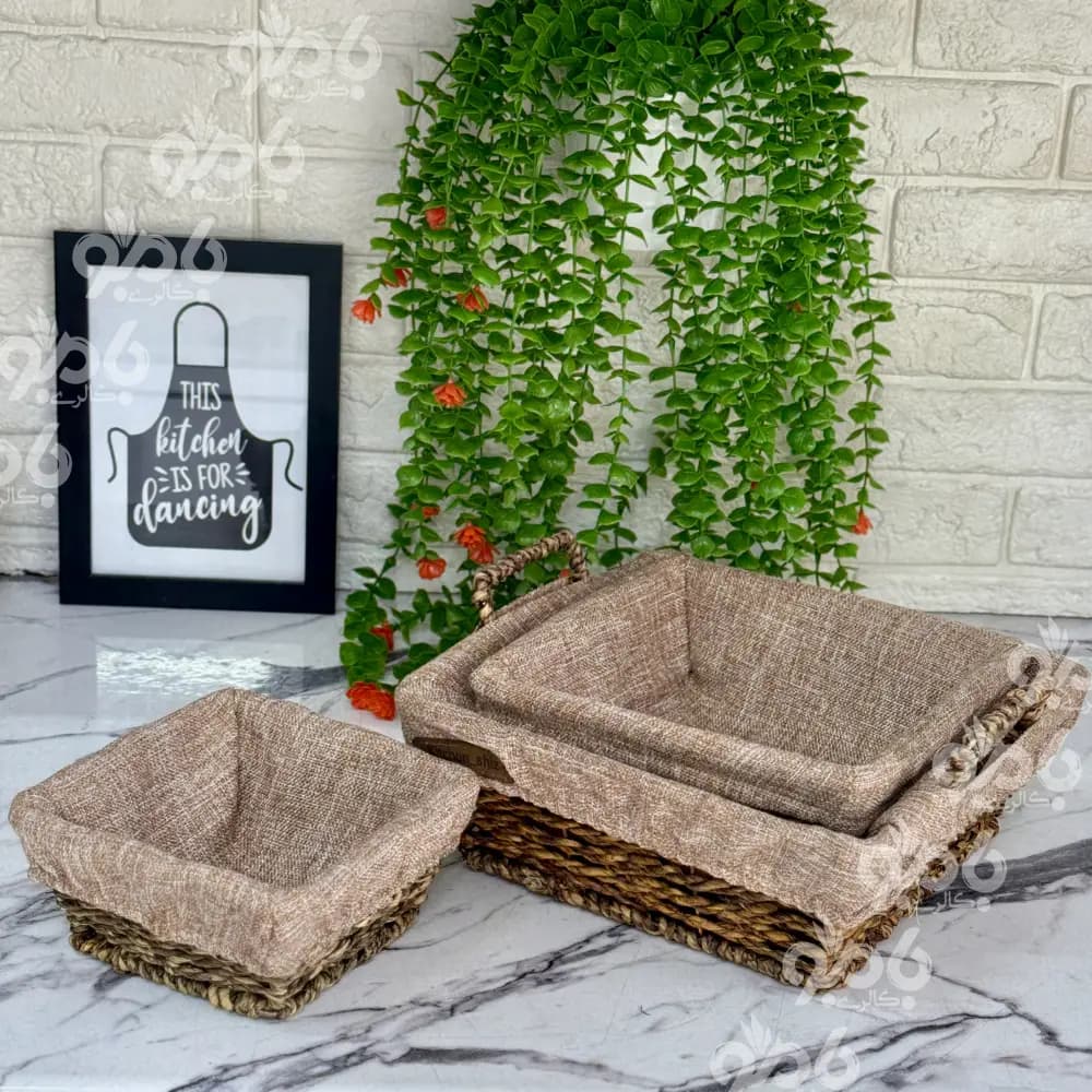 سبد نان سبزی مربع حصیری