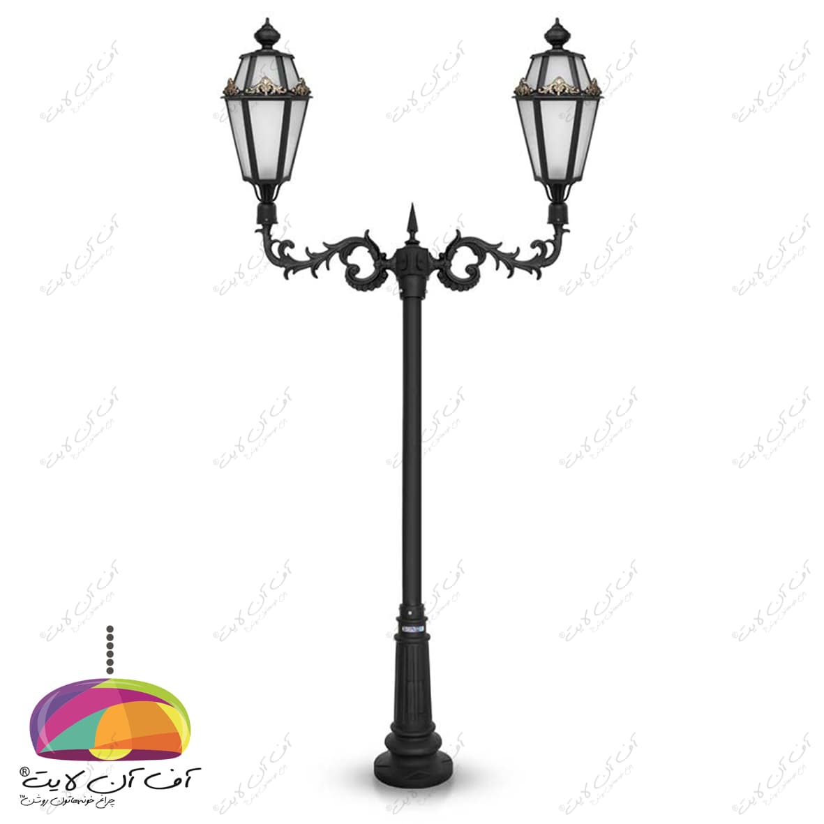چراغ پارکی دو شعله مدل برنارد شاخه آرین پایه نارون شب تاب — تصویر ۲