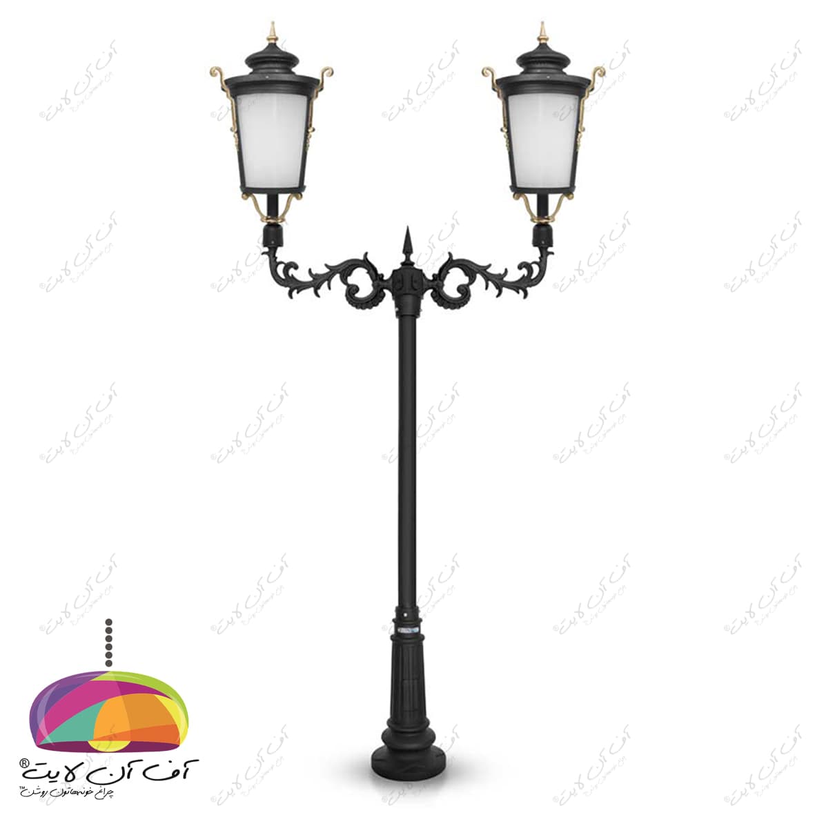 چراغ پارکی دو شعله مدل روژان شاخه آرین پایه نارون شب تاب