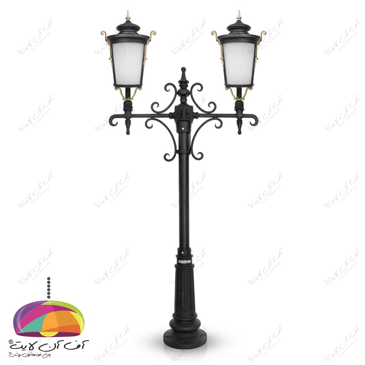 چراغ پارکی دو شعله مدل روژان شاخه باتیس پایه نارون شب تاب