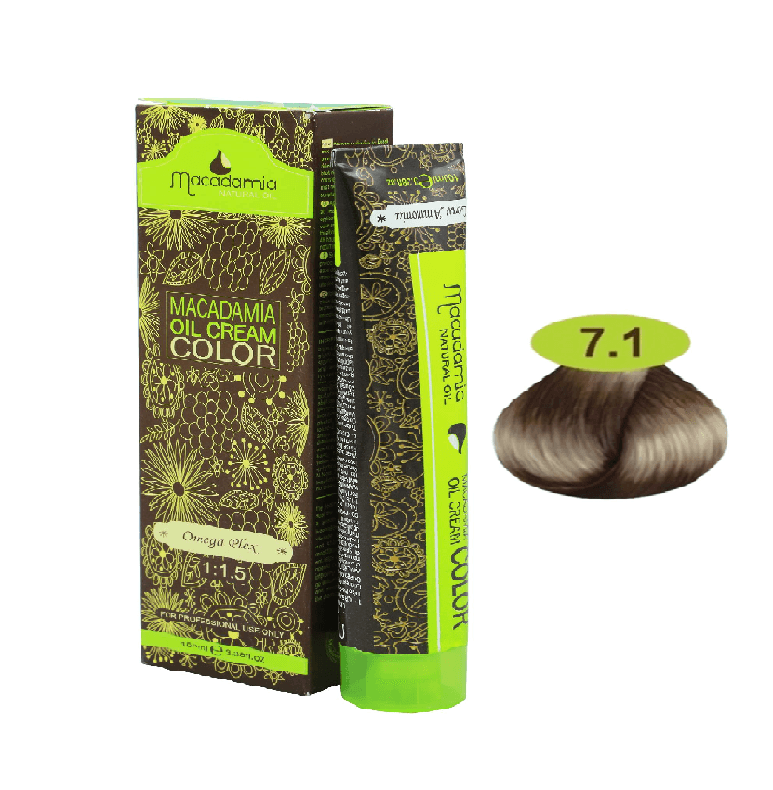 رنگ مو ماکادامیا (Macadamia) شماره 7.1 رنگ بلوند دودی حجم 100 میلی‌لیتر — تصویر ۲