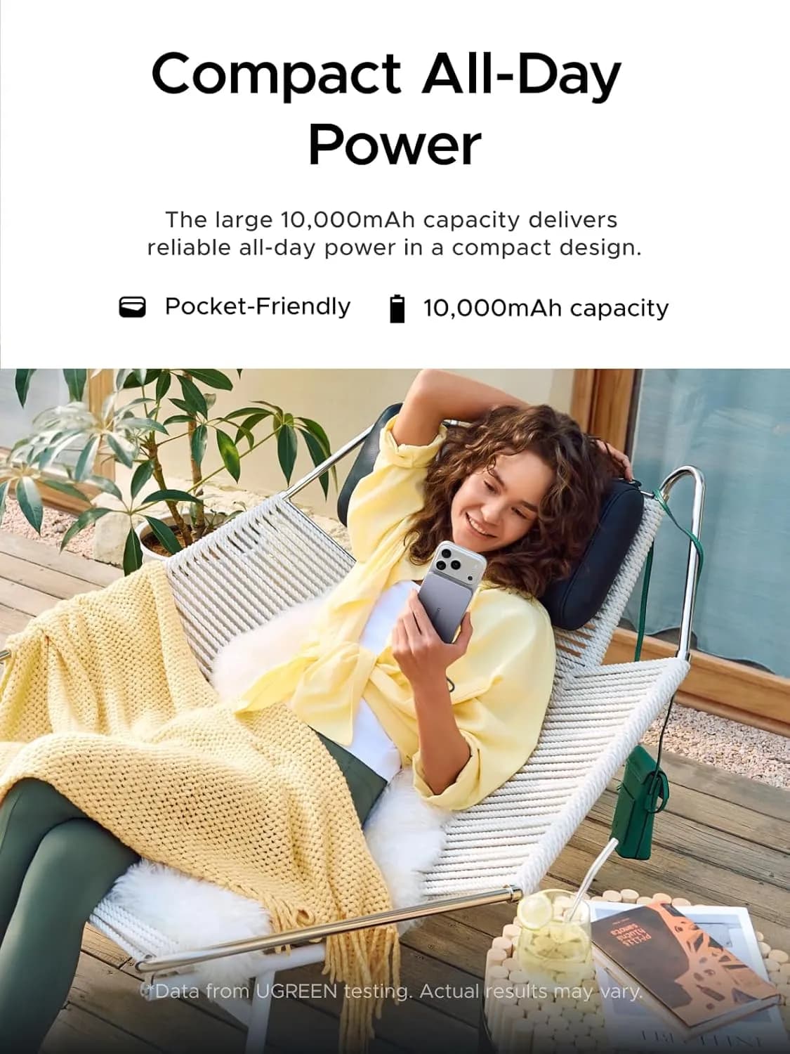 پاوربانک 10000 هزار میلی آمپر یوگرین UGREEN Magflow Air 10000mAh Power Bank PB570 — تصویر ۳