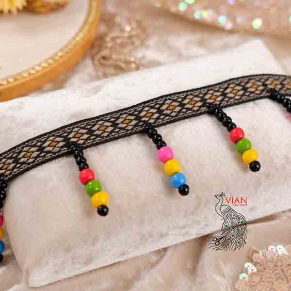 نوار مهره چوبی رنگی
