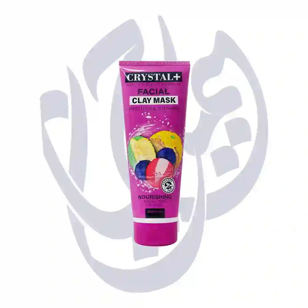 ماسک خاک رس کریستال مناسب انواع پوست حاوی پروتئین وویتامین CLAY MASK 250ml