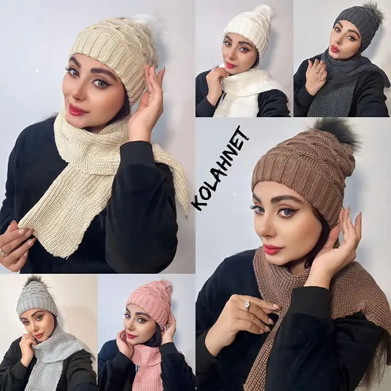 ست کلاه و شال بافت کد 5194