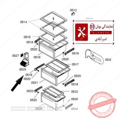 ریل سمت چپ کشو و طبقات یخچال بوش کد: 00445985 بوش امیرآبادی — تصویر ۴