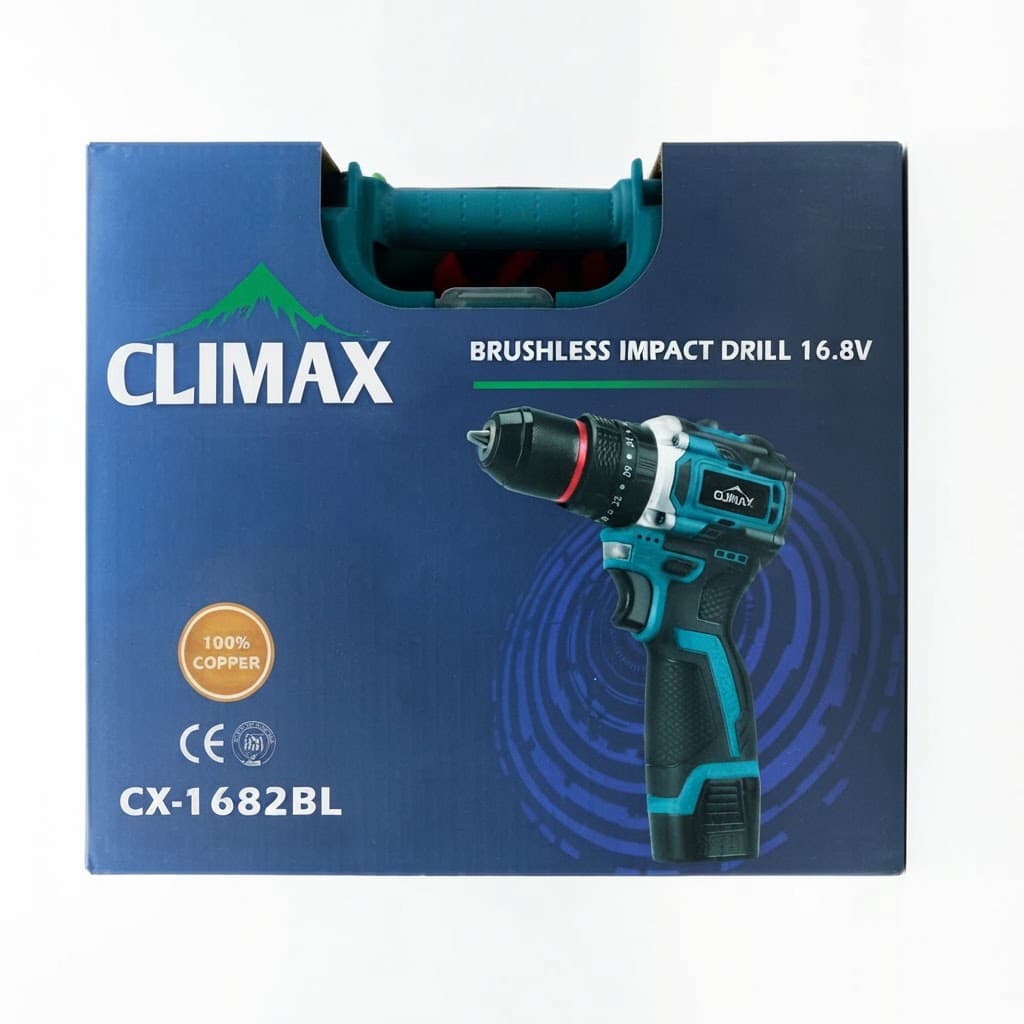 دریل چکشی شارژی کلایمکس مدل CX1682BL ولتاژ ۱۶.۸ ولت دو باطری