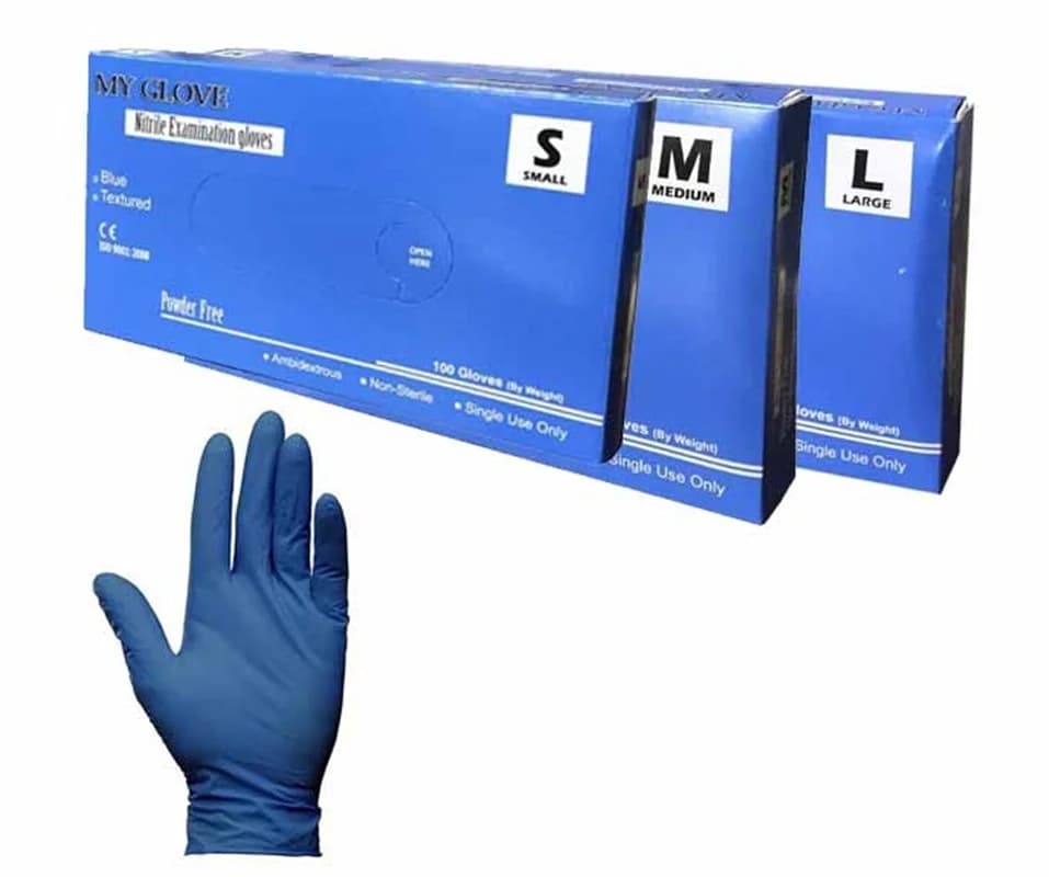 دستکش نیتریل آبی بدون پودر مای گلاو MY GLOVE