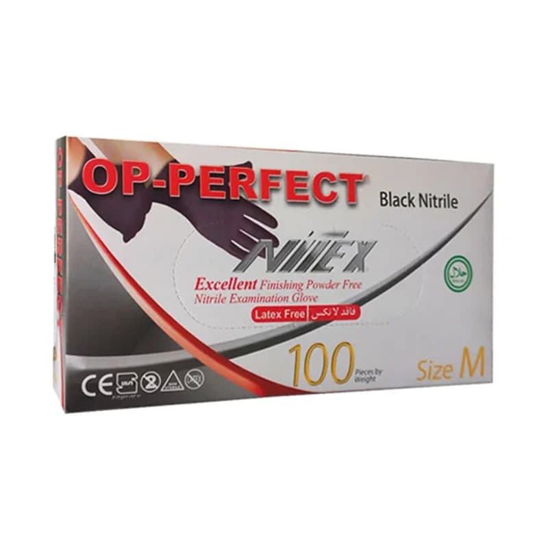 دستکش نیتریل مشکی نیتکس بدون پودر اوپی پرفکت OP-PERFECT