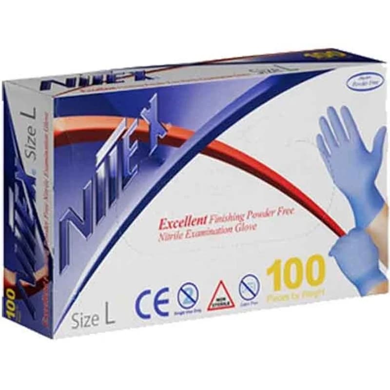 دستکش نیتریل آبی نیتکس بدون پودر سایز M اوپی پرفکت OP-PERFECT