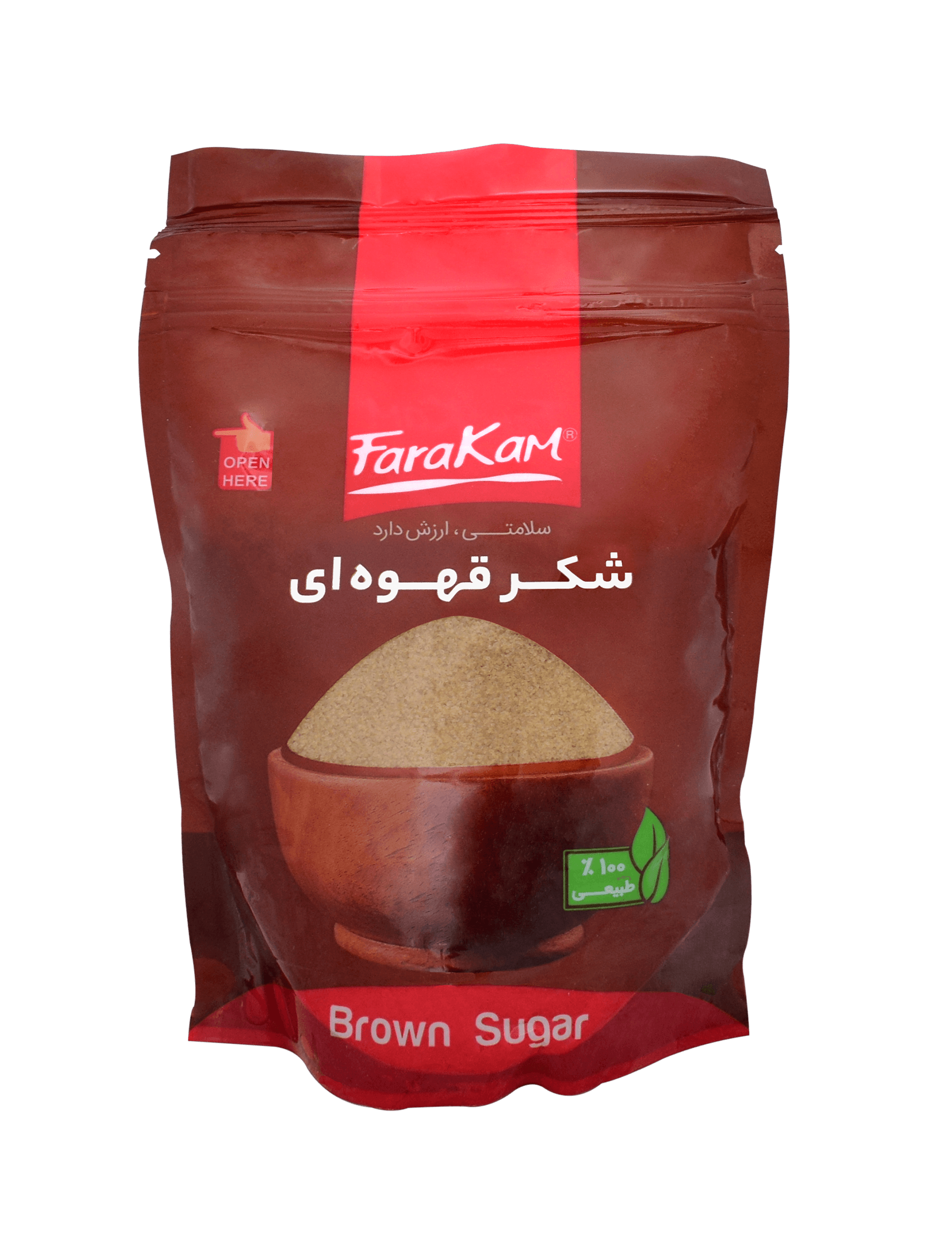 شکر قهوه ای نوین سلفون زیپ دار 500 گرمی فراکام