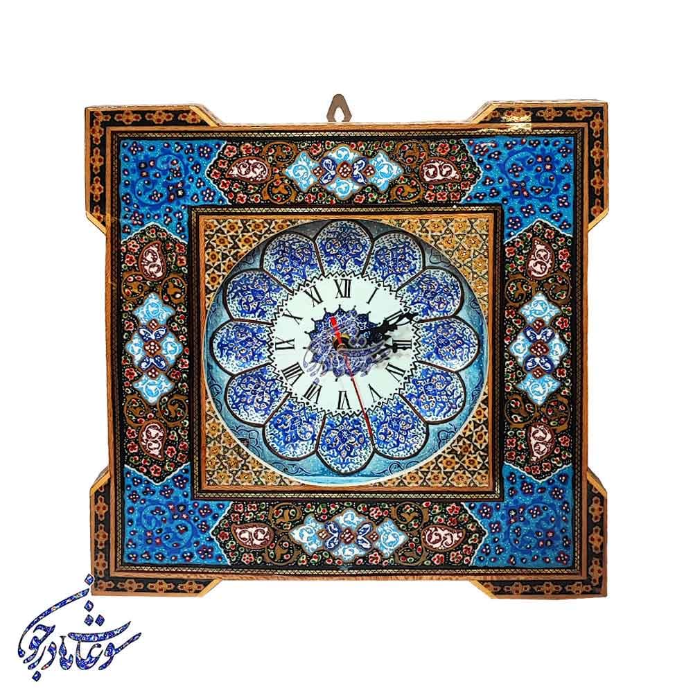 ساعت تذهیب و خاتم چهارگوش