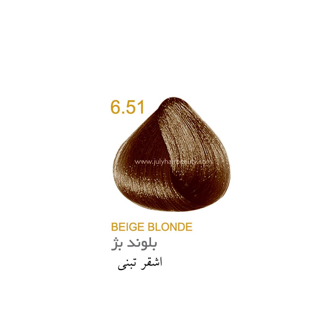 رنگ مو جولای بلوند بژ 6.51 حجم 100 میل Beige Blonde July — تصویر ۲