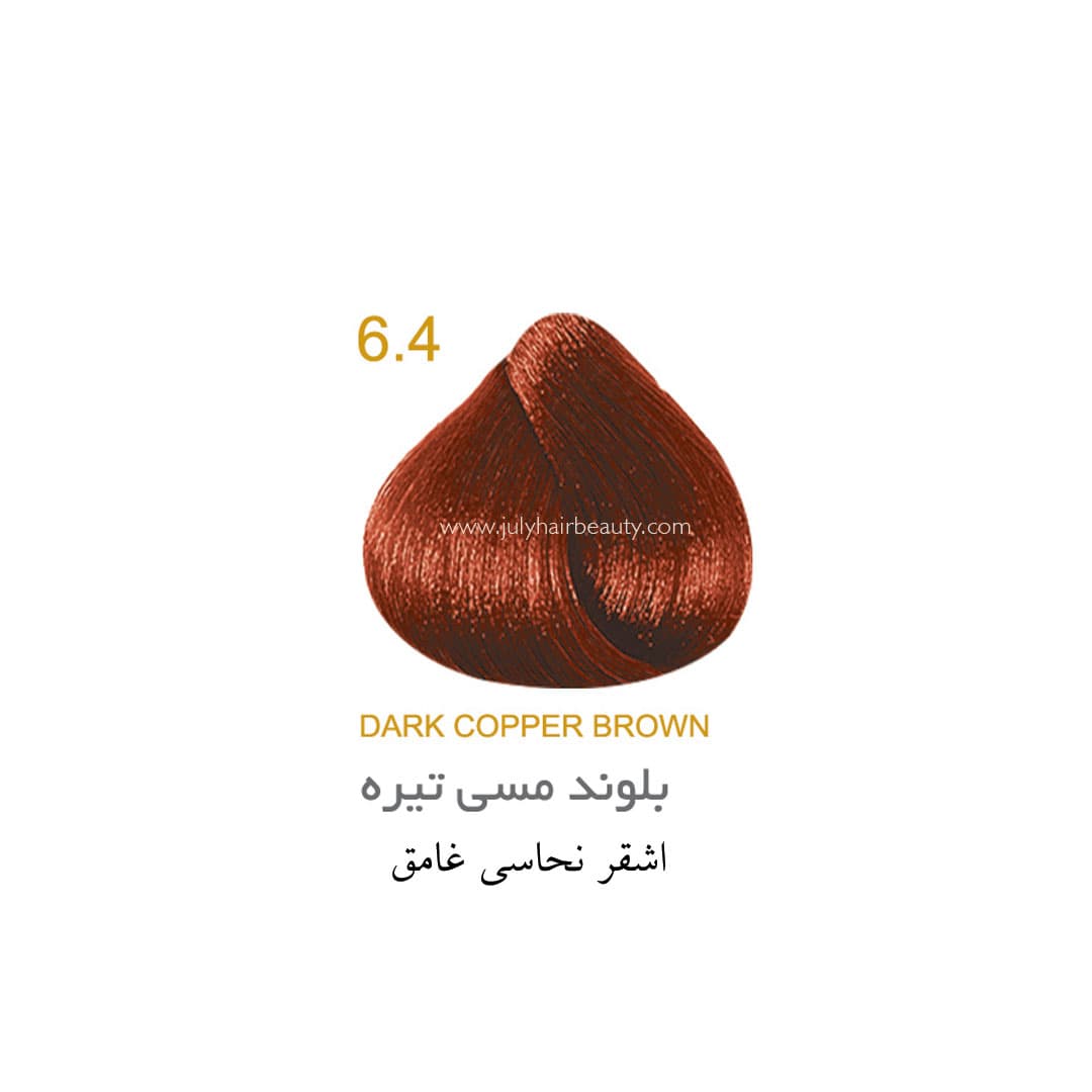 رنگ مو جولای بلوند مسی تیره 6.4 حجم 100 میل Dark Copper Blonde July — تصویر ۲
