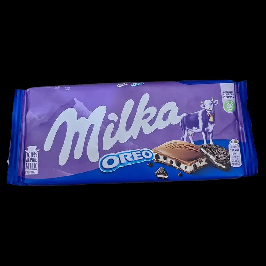 شکلات میلکا با تکه های بیسکوییت اورئو (OREO) 100 گرمی — تصویر ۲