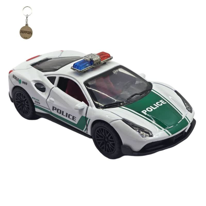 ماکت ماشین ناب سل مدل فراری پلیس فلزی چراغدار موزیکال FERRARI POLICE به همراه جاسوییچی NAAB0011