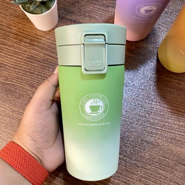 تراول ماگ پاستیلی تراول ماگ کافی دورنگ قفلی coffee style با گنجایش380 میل — تصویر ۲