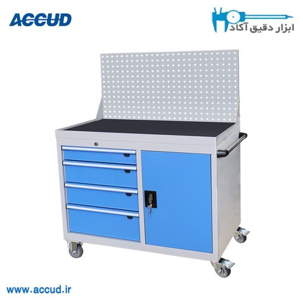 میز کار متحرک چرخدار با صفحه دقیق سایز Accud 125*600*100 cm (اکود با گارانتی شرکتی) مدل 809-040-11