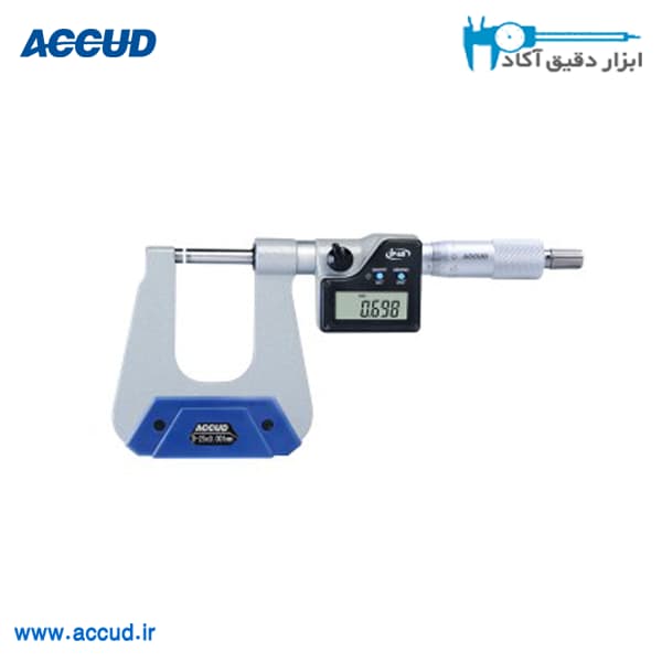 میکرومتر دیجیتال فلزی (فک بلند) 25-0 میلی متر Accud (اکود با گارانتی شرکتی) مدل 350-001-13