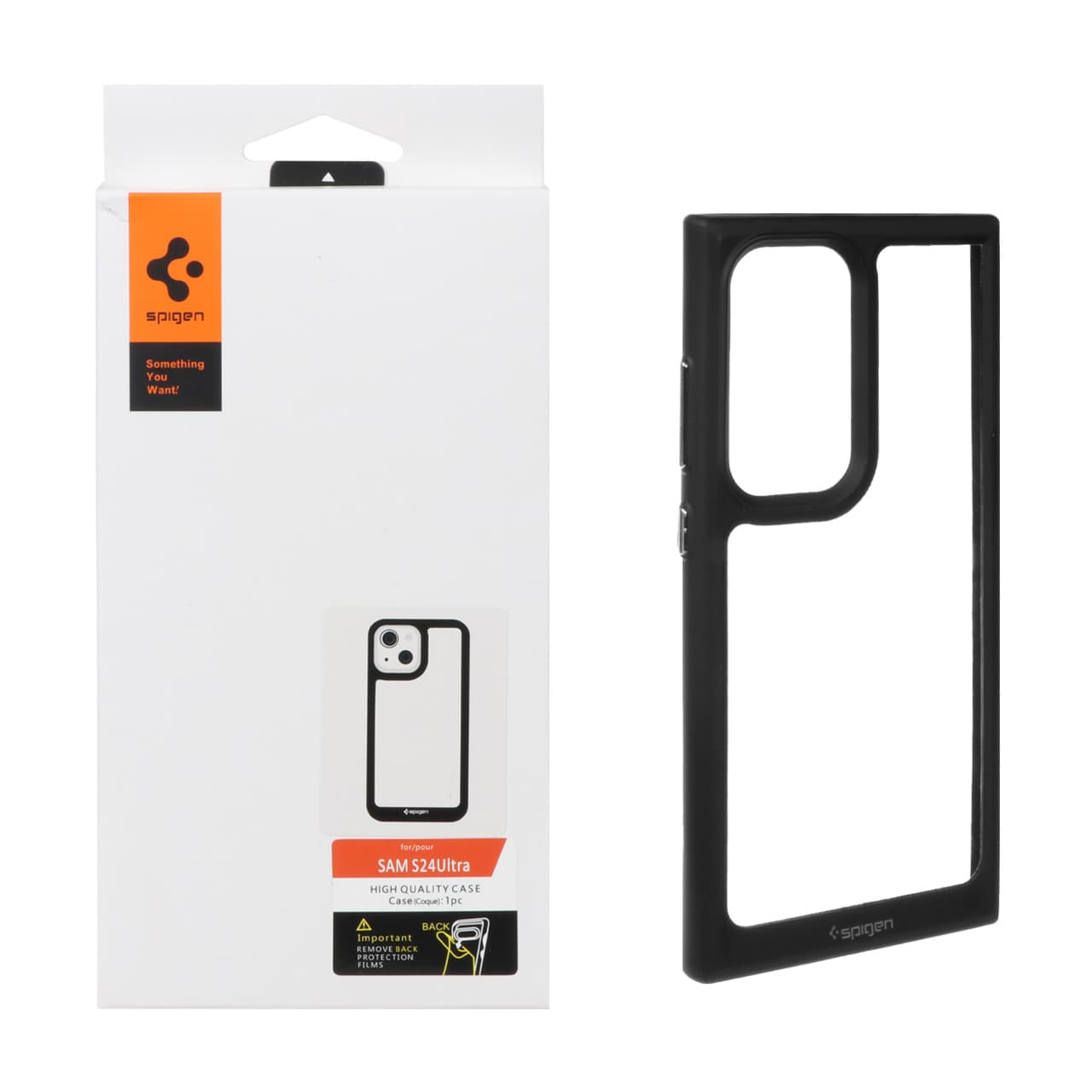 قاب اورجینال Spigen مدل Samsung Galaxy S24 Ultra – شفاف مشکی-کد3838