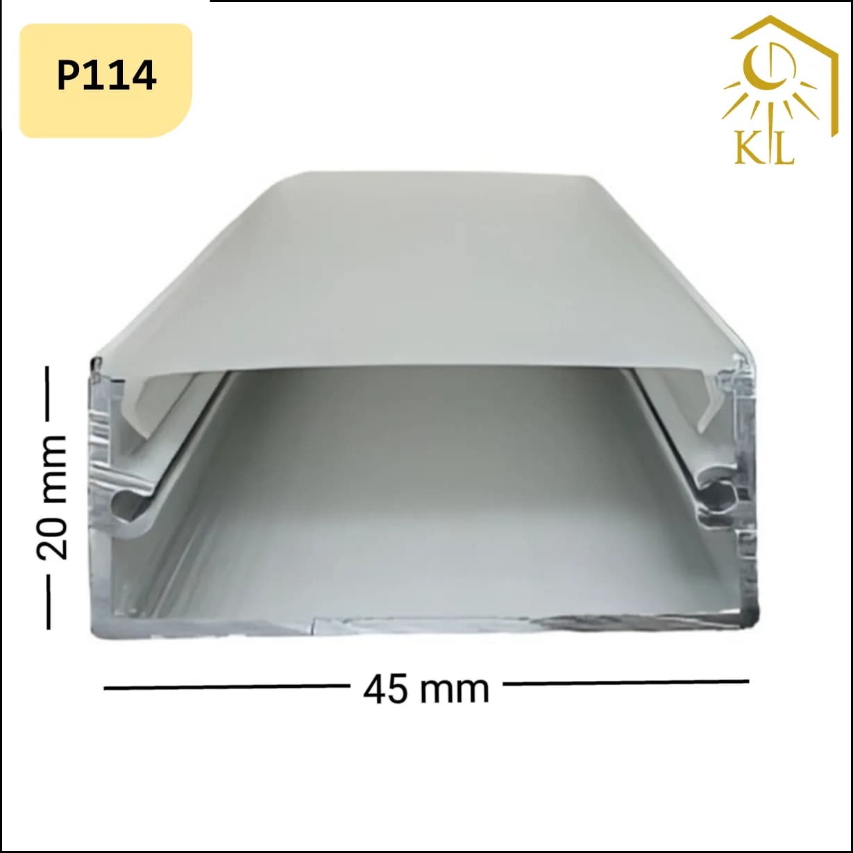 قاب چراغ لاینی روکار کد P114 رویه 45 میلیمتری ارتفاع 20 میلیمتری — تصویر ۲