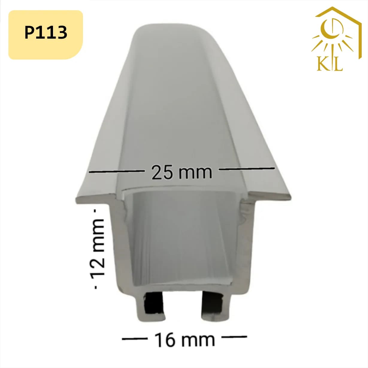 قاب چراغ لاینی توکار کد P113 رویه 25 میلیمتری برش 16 میلیمتری — تصویر ۲
