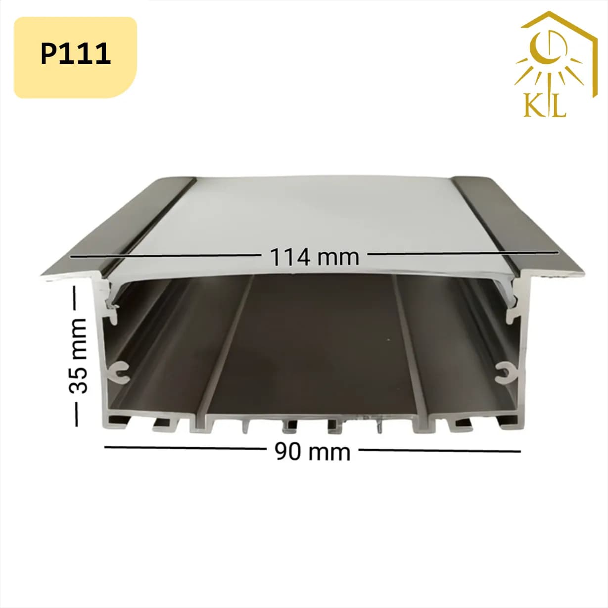 قاب چراغ لاینی توکار کد P111 رویه 114 میلیمتری برش 90 میلیمتری