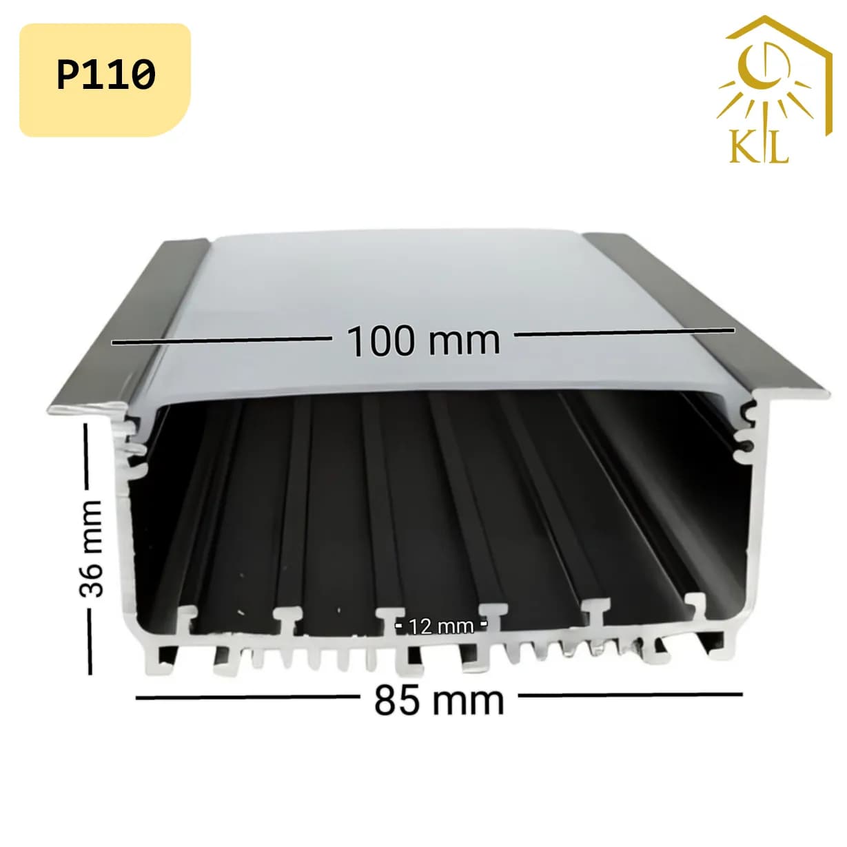 قاب چراغ لاینی توکار کد P110 رویه 10 سانتی متری برش 85 میلیمتری