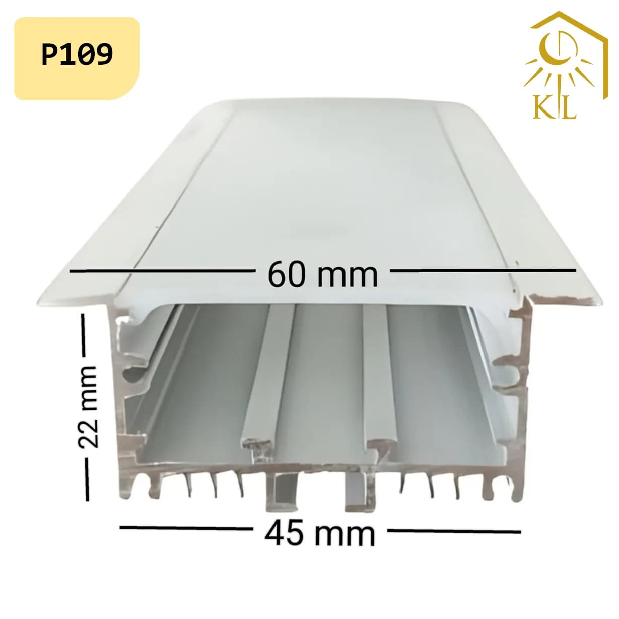 قاب چراغ لاینی توکار کد P109 رویه 60 میلیمتری برش 45 میلیمتری