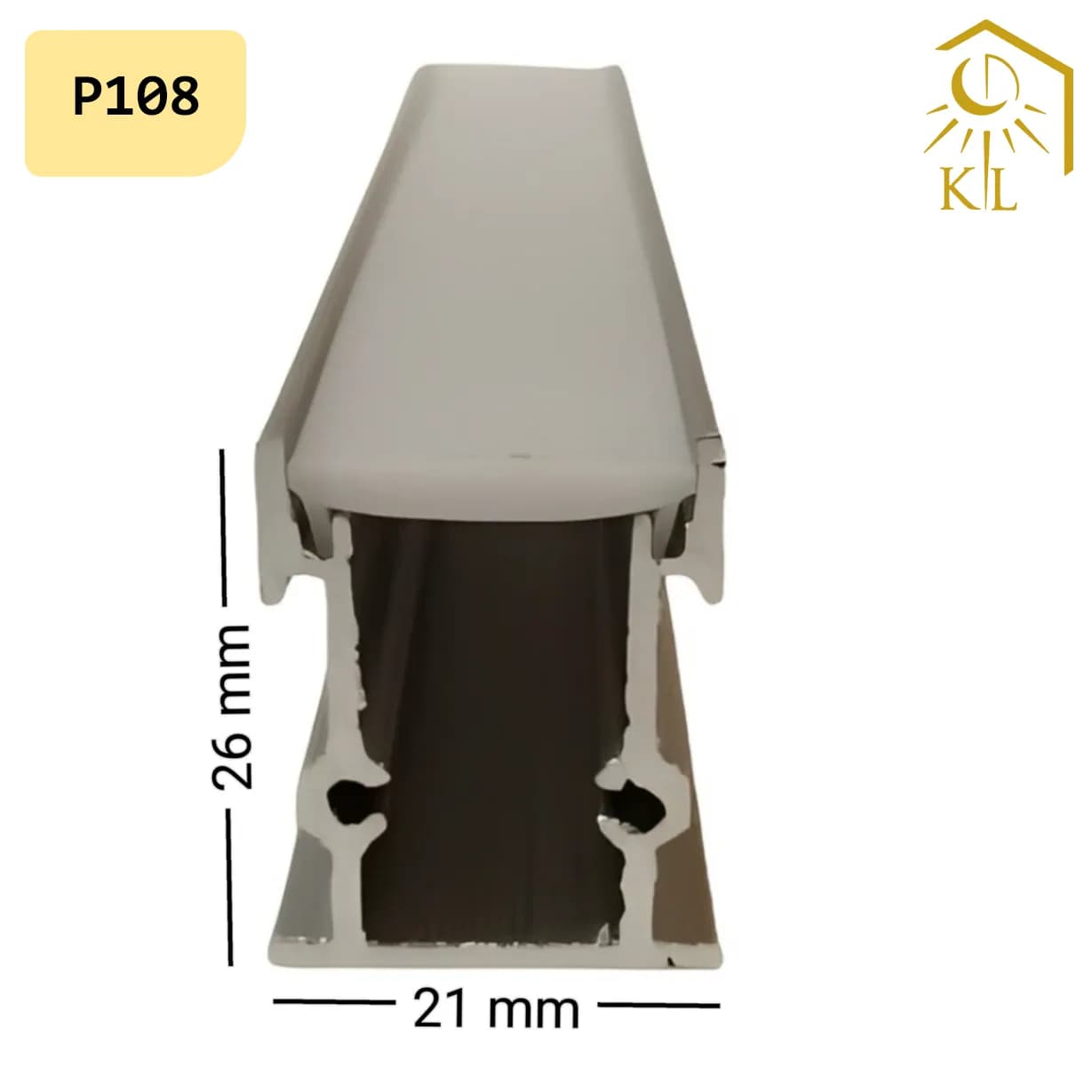 قاب چراغ لاینی دفنی بدون لبه کد P108 رویه 21 میلیمتری ارتفاع 26 میلیمتری — تصویر ۲