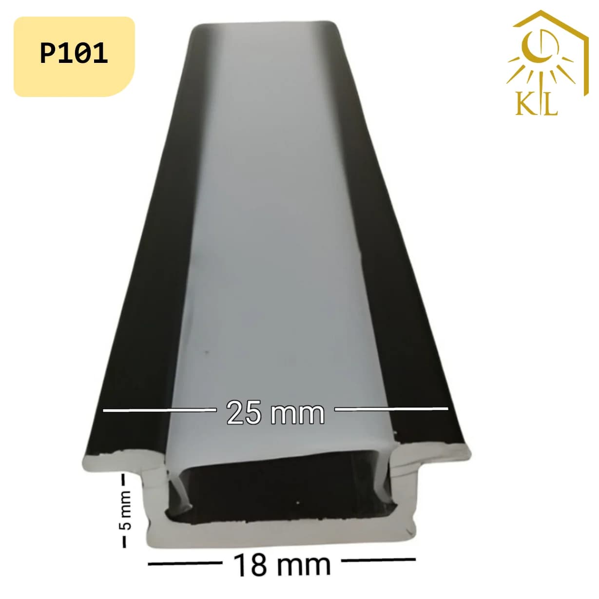 قاب چراغ لاینی توکار کد P101 رویه 25 میلیمتری برش 18 میلیمتری