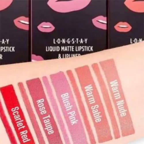 کیت رژ لب مایع و مداد لب گلدن رز رنگ Blush Pink — تصویر ۳