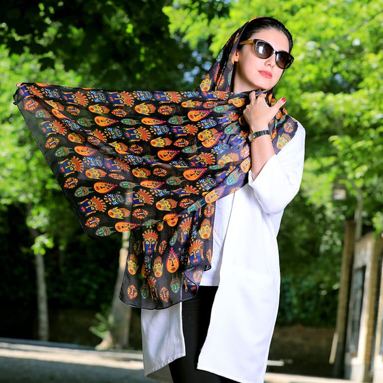 شال نخی طرح صورتک آفریقایی کد 02