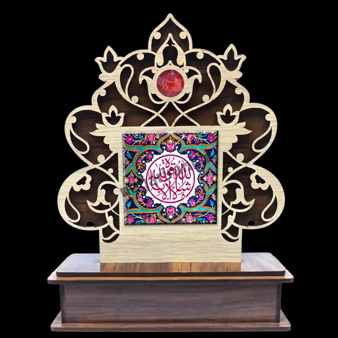 تندیس کاشی گلدار ماشاالله مدل 2A 15 — تصویر ۲
