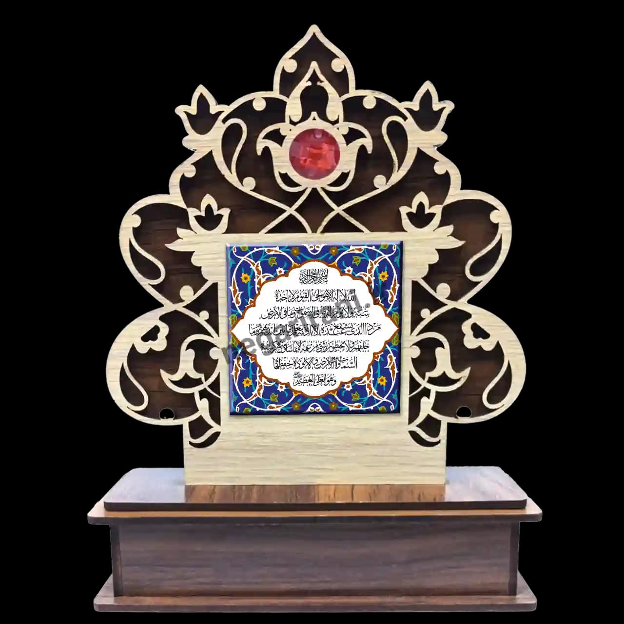 تندیس کاشی گلدار آیت الکرسی مدل 2A 9