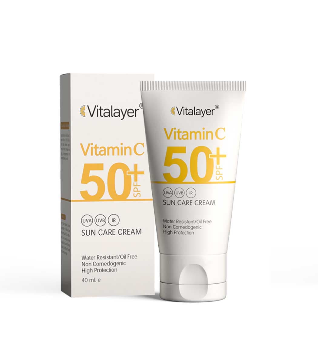 کرم ضد آفتاب SPF50+ حاوی ویتامین C ویتالیر بی رنگ