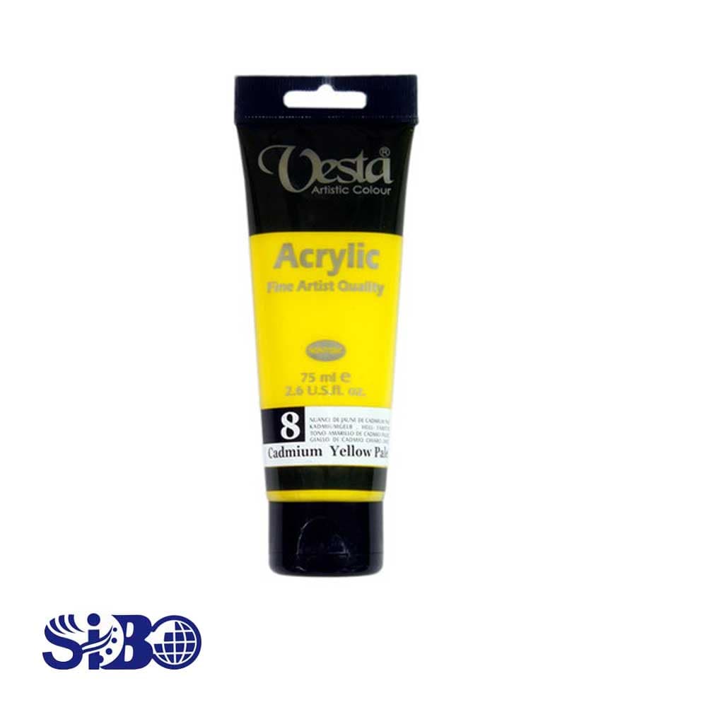 رنگ اکریلیک وستا 75 میل رنگ زرد کم رنگ Cadmium Yellow Pale Hue کد 8