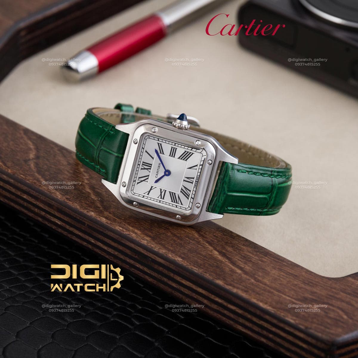ساعت زنانه کارتیه پنتر چرمی سبز Cartier Panther