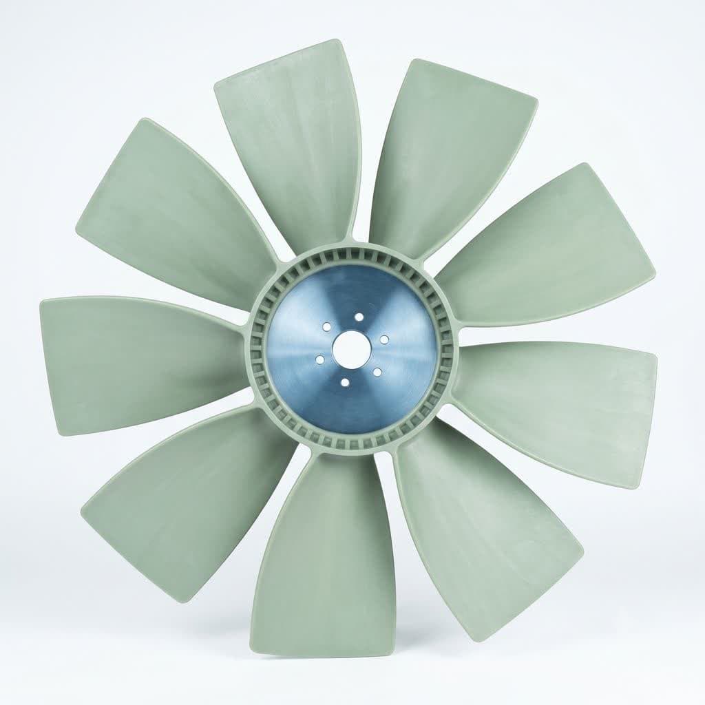 پروانه موتور بیل مکانیکی هیوندا/9 پر/ R500-7/R520-7 / 11NB-00040/قطر حفره وسط5CM/طول كل پروانه 80 CM/آكس پيچ 9CM — تصویر ۲