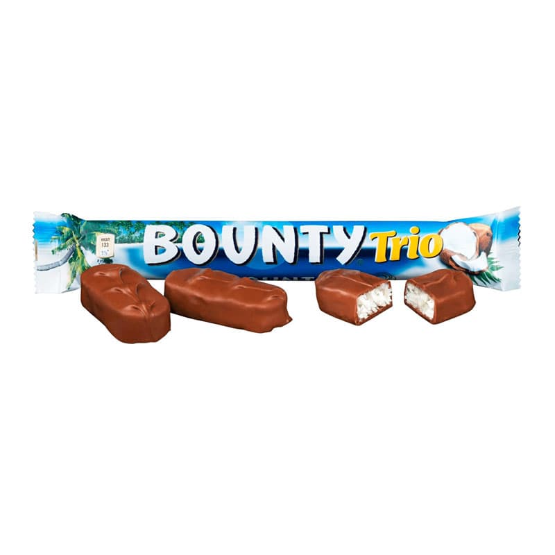 شكلات نارگيلي بونتي تريو Bounty Trio حجم 82 گرم بسته 3 عددي — تصویر ۲