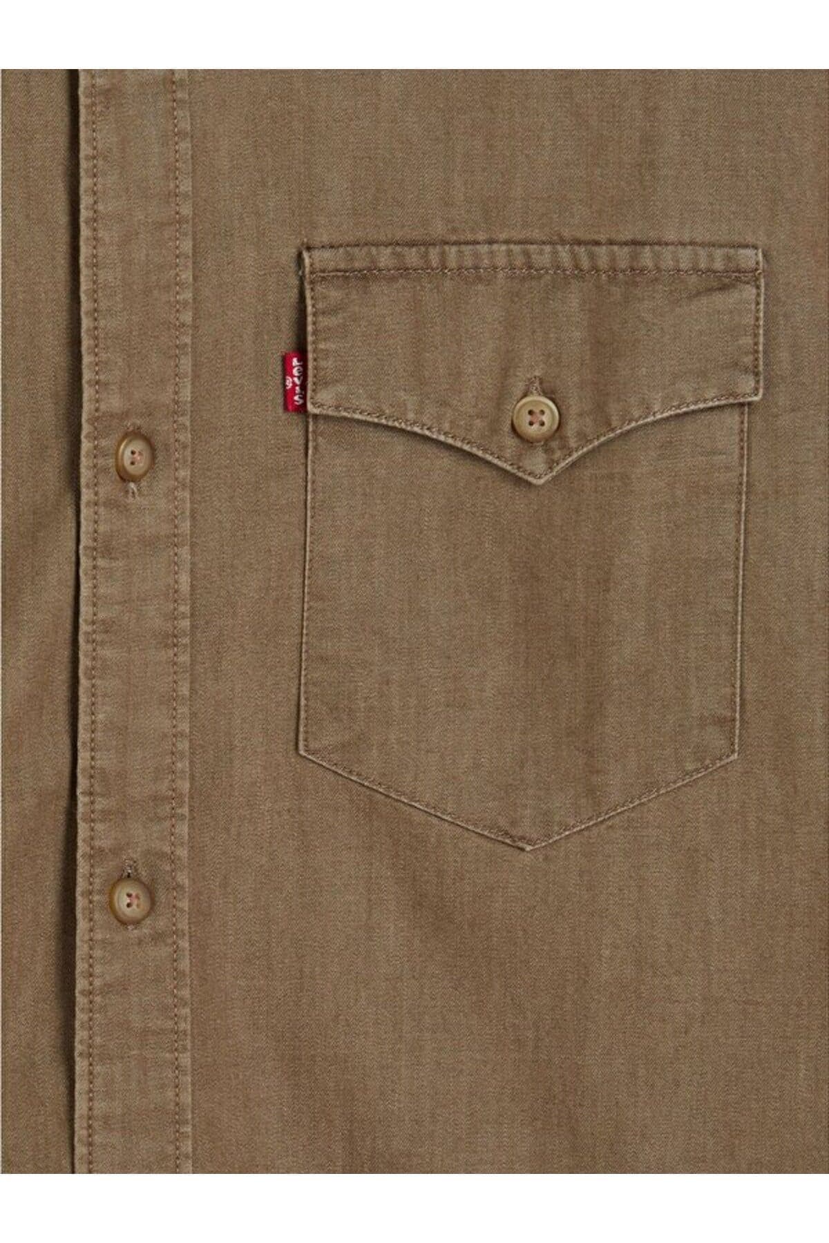 پیراهن لیوایز مردانه پنبه ای سبز راسته Regular/رگولار بیسیک کژوال/روزمره | Levi’s A191900410 — تصویر ۳