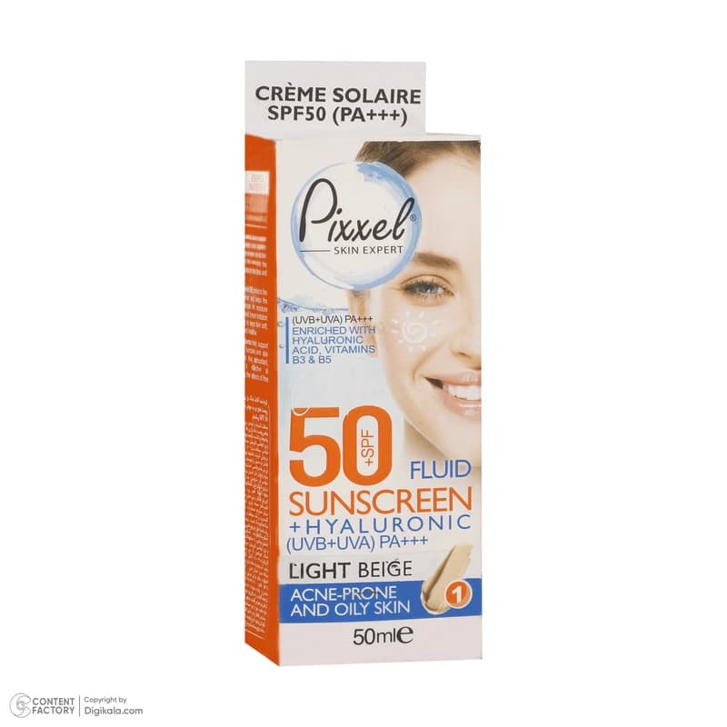 کرم ضدآفتاب رنگی صورت پیکسل مدل LIGHT BEIGE (بژ روشن)حجم 50 میلی‌لیتر با SPF 50 و +++PA مناسب پوست‌های چرب و آکنه‌ای، بافت سبک و مات، تنظیم چربی و مرطوب‌کننده