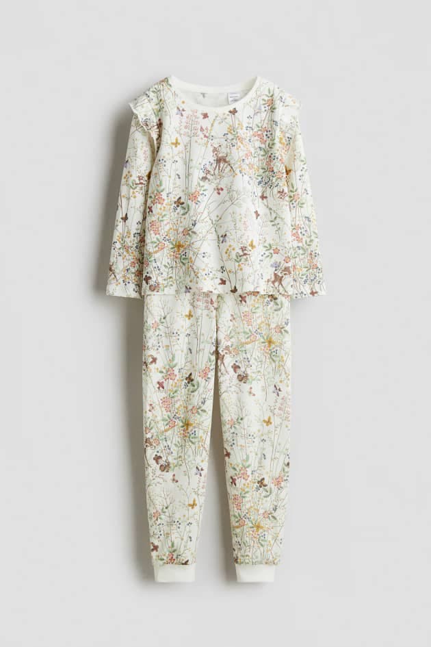 ست دخترانه گل و برگ برند H&M