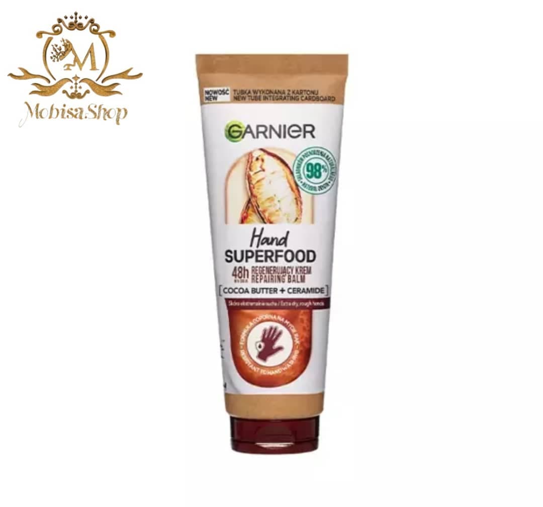 کرم دست ویتامینه گارنیر Garnier مدل Hand Superfood کاکائو و سرامید 75 میل